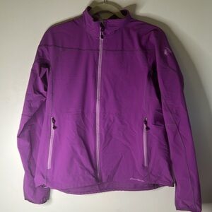 Eddie Bauer jacket size PL purple zip pockets drop tail hem activewear gorpcore
